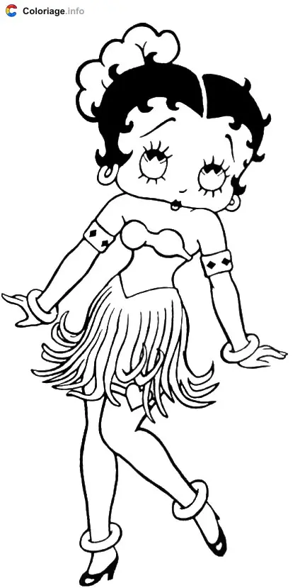 Coloriage Betty Boop avec une robe - Betty Boop à imprimer