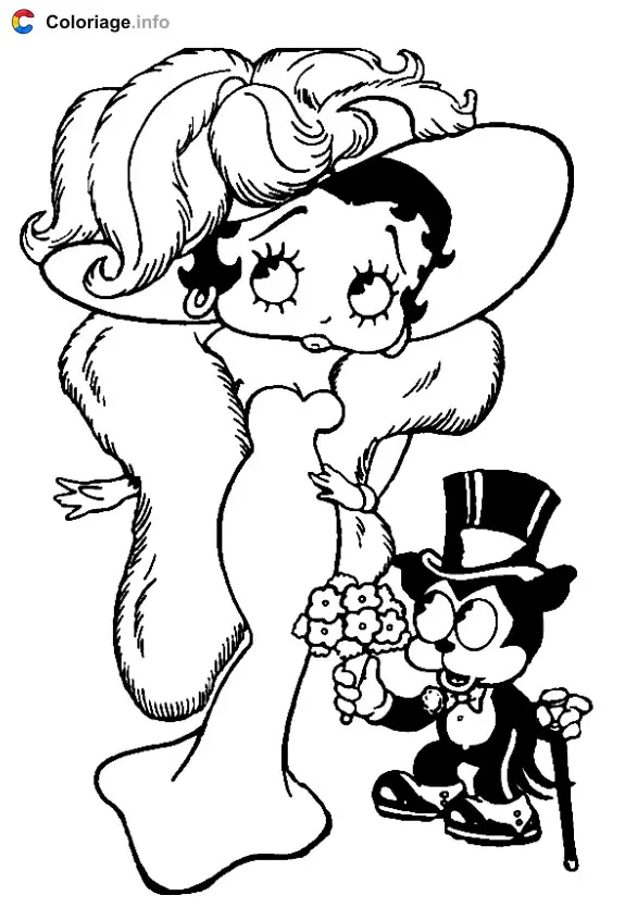 Coloriage Betty Boop en tenue de soirée - Betty Boop à imprimer