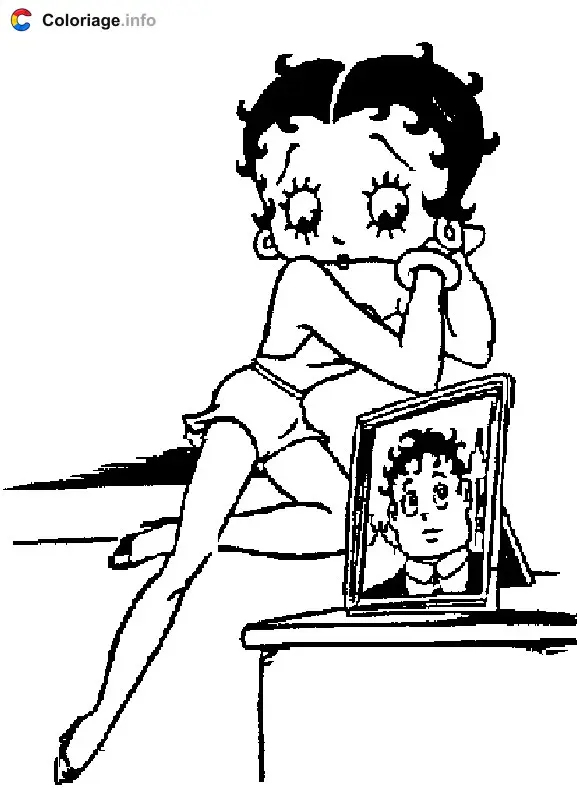 Coloriage Betty Boop est amoureuse - Betty Boop à imprimer