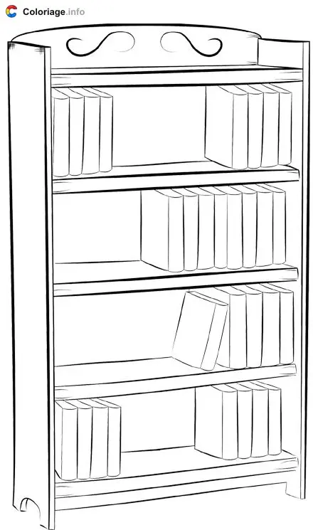 Coloriage Bibliothèque pour les livres - Meubles à imprimer