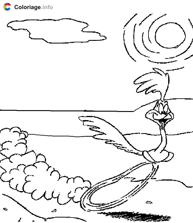 Coloriage Bip Bip dans le désert - Bip Bip et Coyote à imprimer