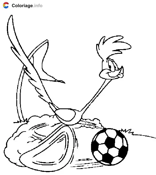 Coloriage Bip Bip joue au foot - Bip Bip et Coyote à imprimer