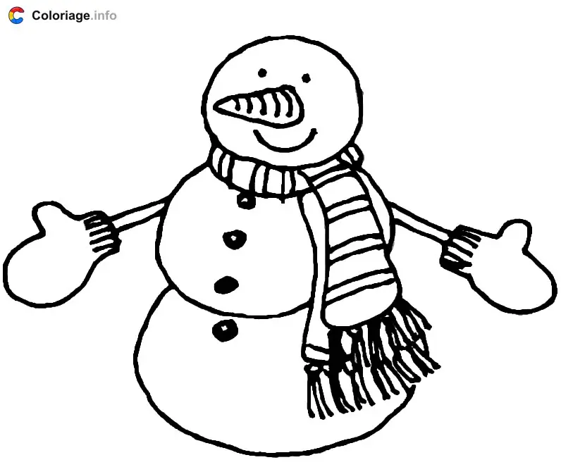 Bonhomme de neige avec des bras mais sans chapeau coloring page to print