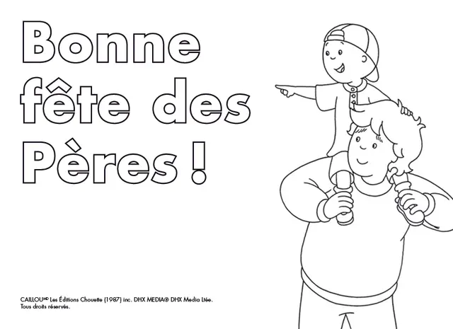 Coloriage Bonne Fête Des Pères Carte De Souhaits Avec Caillou Et Papa - Caillou à imprimer