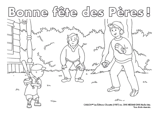 Coloriage Bonne Fête Des Pères Cartes De Souhait Caillou - Caillou à imprimer