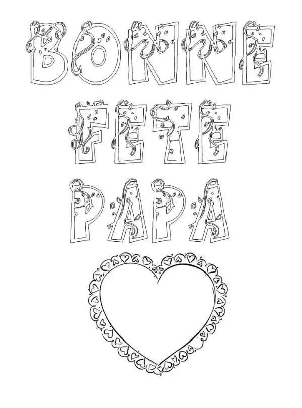 Happy Father's Day with a Heart coloring page to print