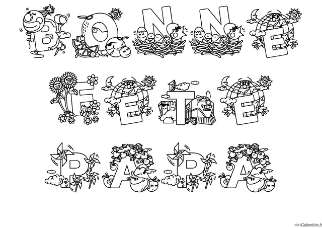 Happy Father's Day Mandala with Fun Doodles coloring page to print