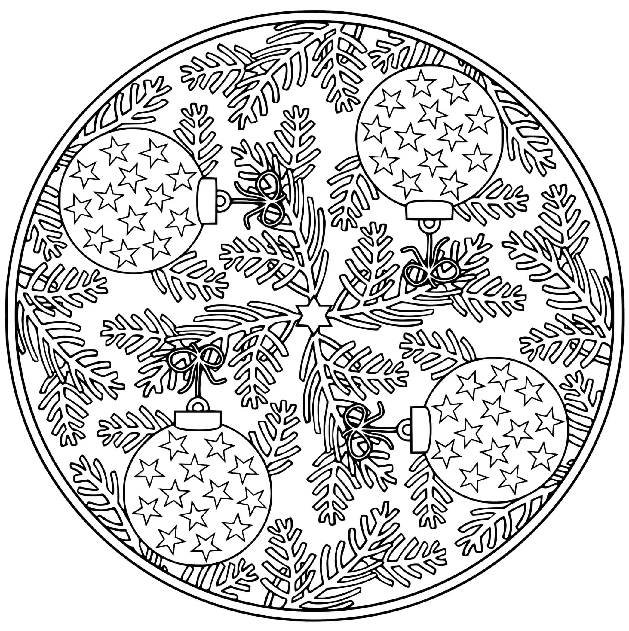 Coloriage Boules De Noël Sapins Mandala Noël - Boule de Noël à imprimer