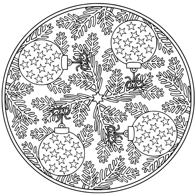 Coloriage Boules De Noël Sapins Mandala Noël - Boule de Noël à imprimer