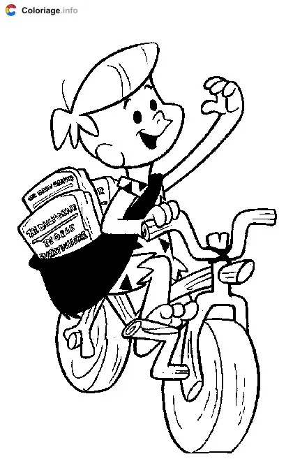 Coloriage Boum Boum fait du vélo - Les Pierrafeu à imprimer