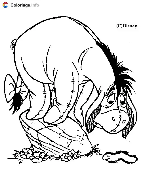 Coloriage Bourriquet a peur d'un ver de terre - Bourriquet à imprimer