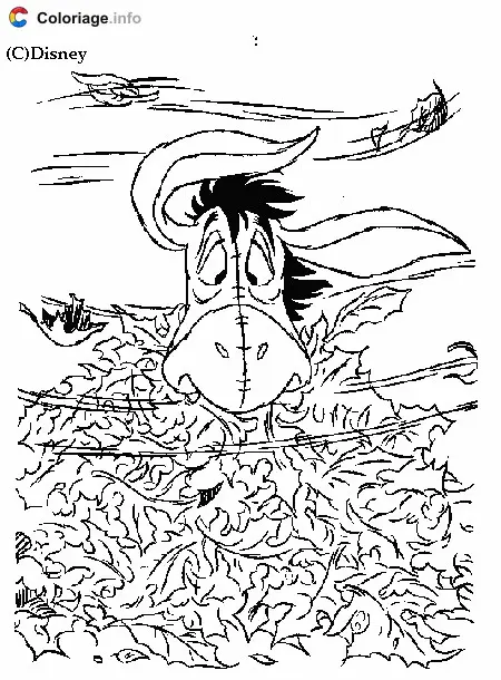 Coloriage Bourriquet dans les feuilles - Bourriquet à imprimer