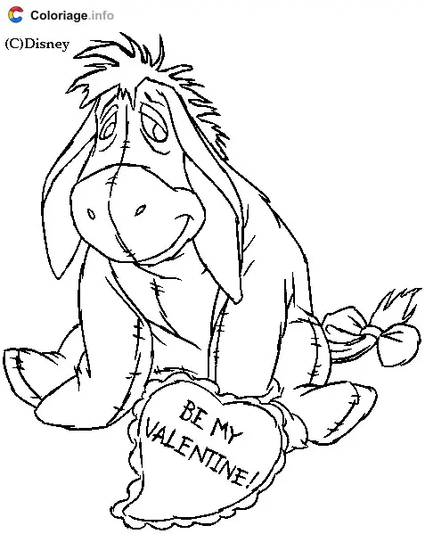 Coloriage Bourriquet pour la Saint-Valentin - Bourriquet à imprimer