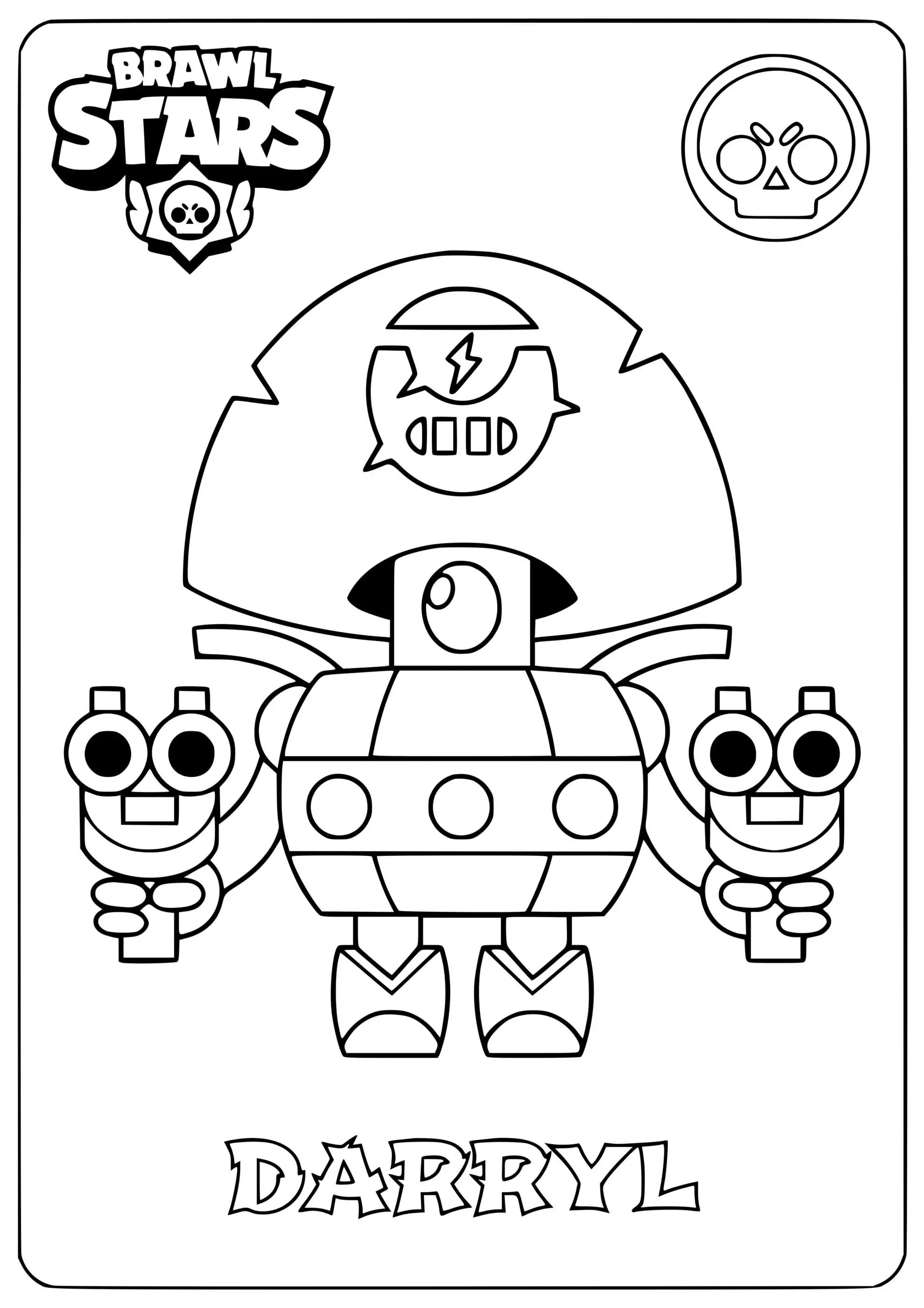 Coloriage Brawl Stars Darryl - Brawl stars à imprimer