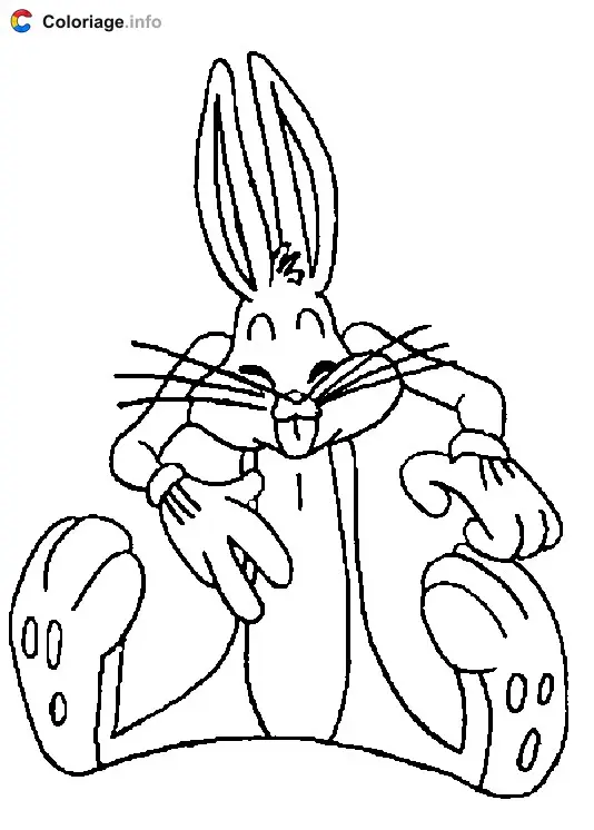 Coloriage Bugs Bunny assis - Bugs Bunny à imprimer