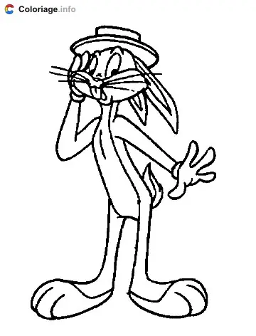 Coloriage Bugs Bunny avec un chapeau - Bugs Bunny à imprimer