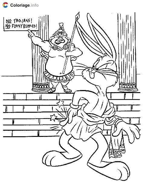 Coloriage Bugs Bunny en romain - Bugs Bunny à imprimer
