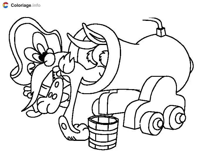 Coloriage Bugs Bunny entre dans le canon de Sam - Sam le Pirate à imprimer