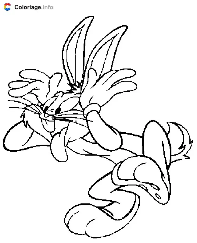 Coloriage Bugs Bunny fait une grimace - Bugs Bunny à imprimer