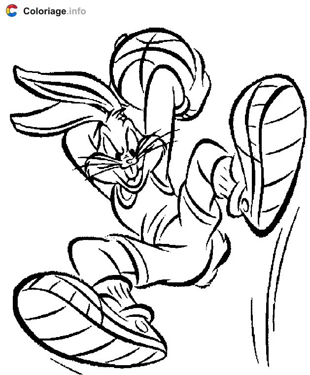 Coloriage Bugs Bunny joue au basket-ball - Bugs Bunny à imprimer