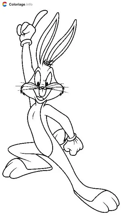 Coloriage Bugs Bunny lève le doigt en l'air - Bugs Bunny à imprimer