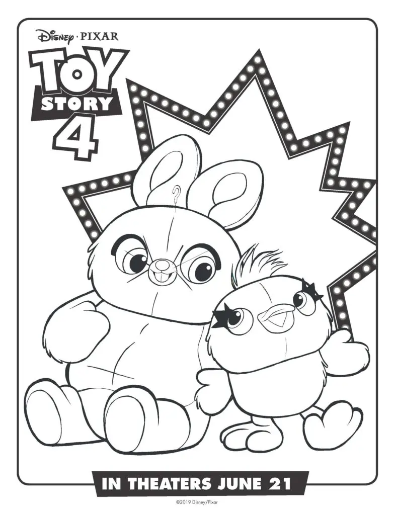 Coloriage Lapin et caneton Toy Story 4 - Toy story à imprimer