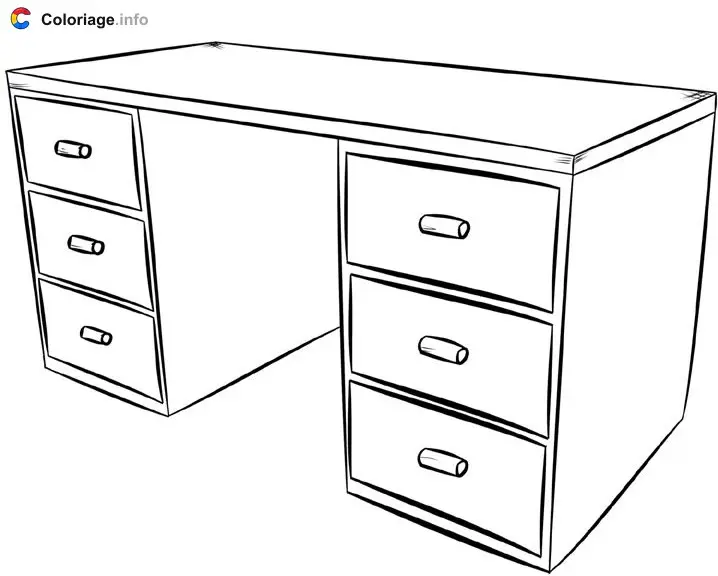 Coloriage Bureau - Meubles à imprimer