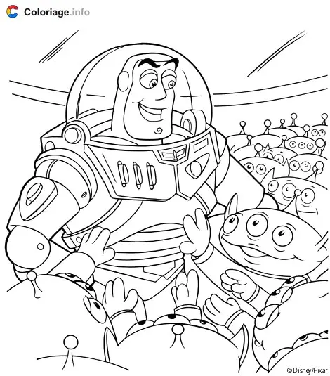Buzz with the Green Martians coloring page to print