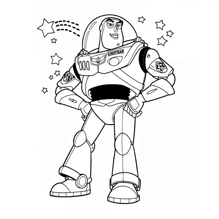 Coloriage Buzz l'Éclair prêt au décollage - Toy story à imprimer