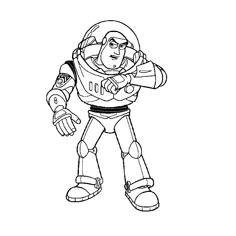 Coloriage Buzz l'Éclair souriant en combinaison - Toy story à imprimer