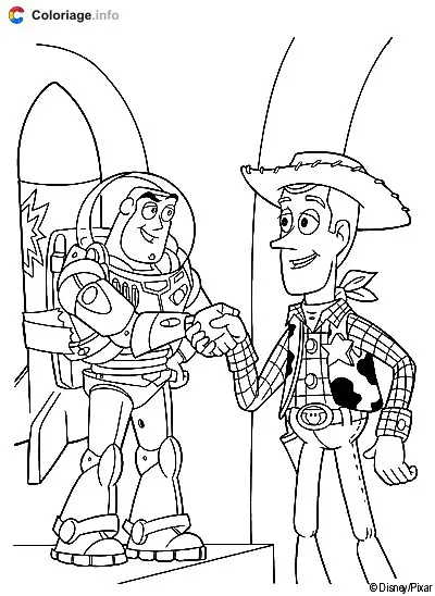 Buzz Lightyear and Woody coloring page to print