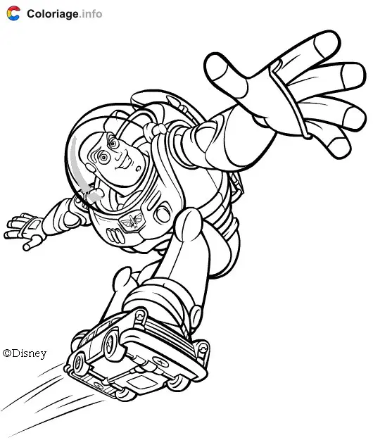 Buzz Lightyear Surfing on a Car coloring page to print