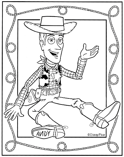 Coloriage Cadre Photo De Woody - Toy story à imprimer