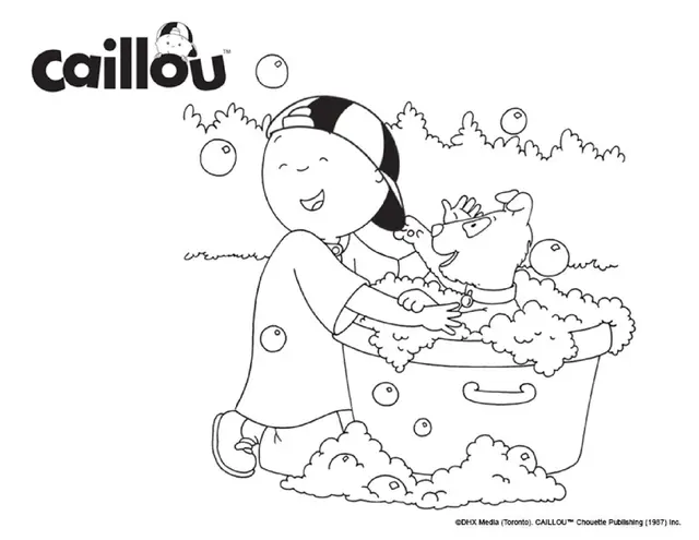 Coloriage Caillou Et Les Chiots - Caillou à imprimer