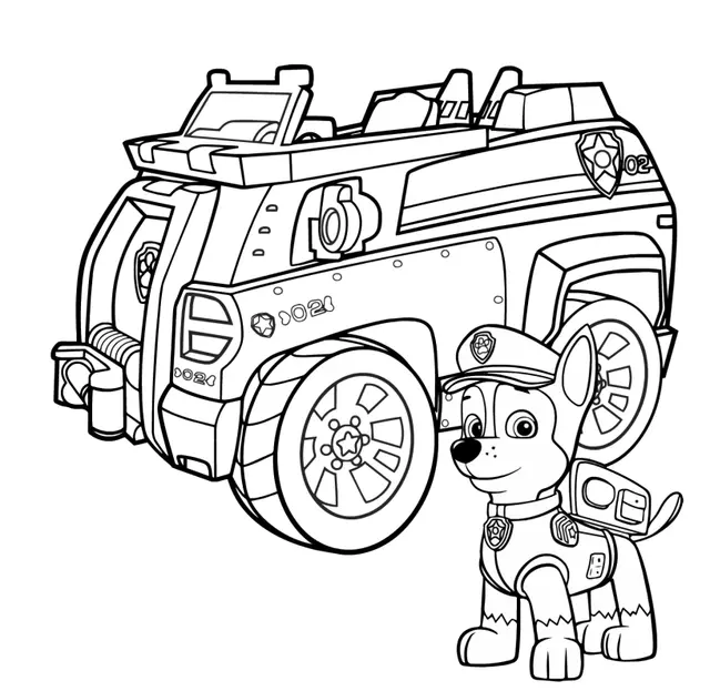 Coloriage Camion De Police Pat Patrouille Chase Et Son Camion - Camion à imprimer