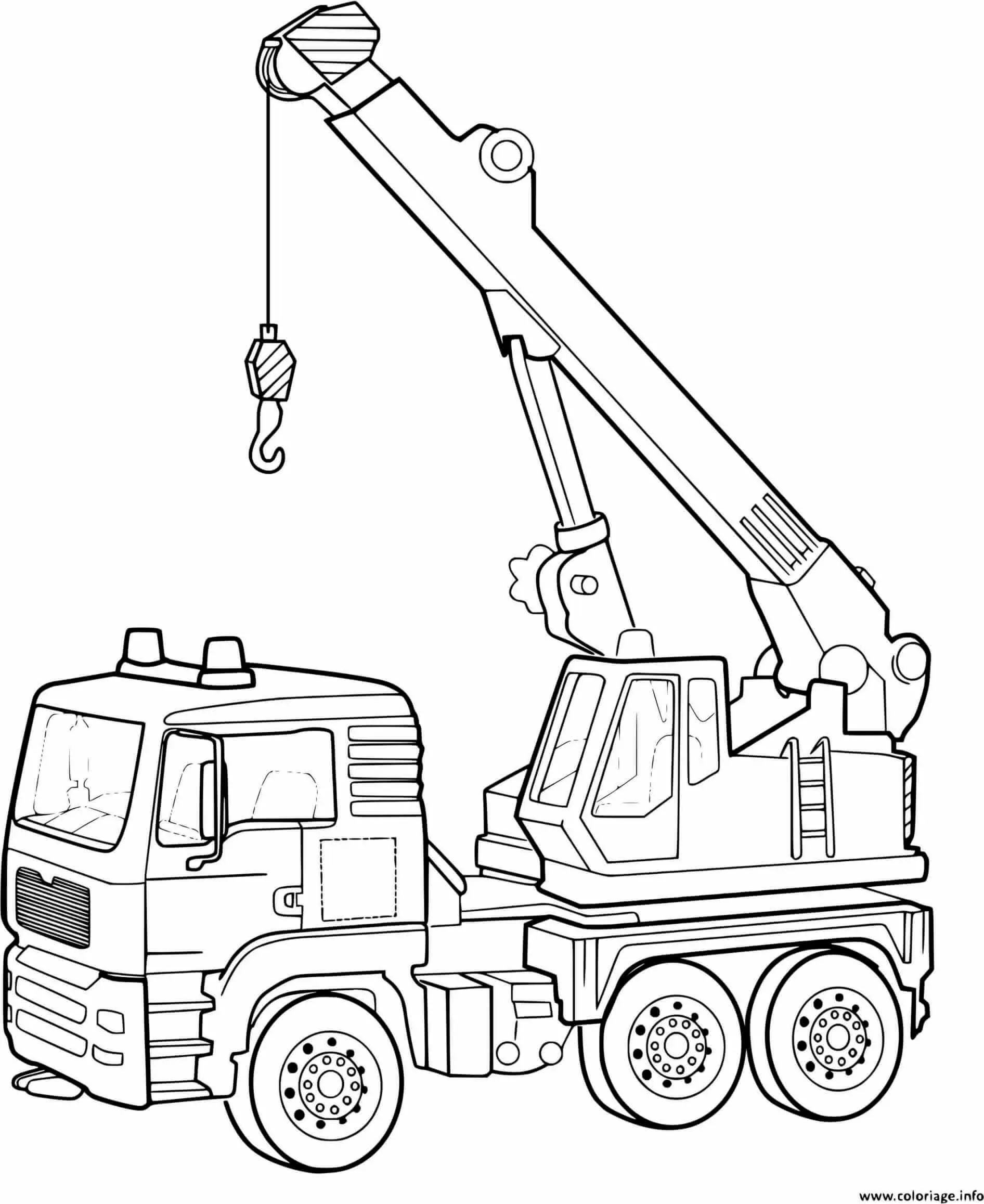 Coloriage Camion Grue Construction Chantier - Chantier à imprimer