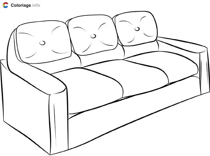 Coloriage Canapé pour regarder la télé - Meubles à imprimer