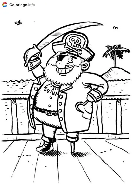 Coloriage Capitaine avec un crochet - Pirates à imprimer