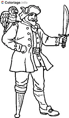 Coloriage Capitaine avec une jambe de bois - Pirates à imprimer