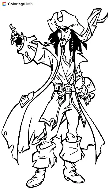 Coloriage Capitaine Jack Sparrow - Pirates à imprimer
