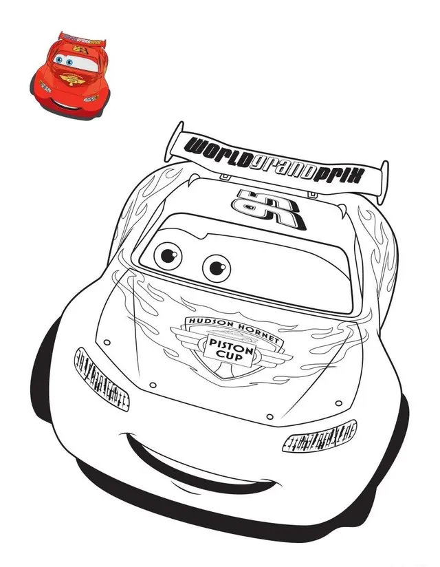 Cars Flash McQueen Sports Race Car coloring page to print