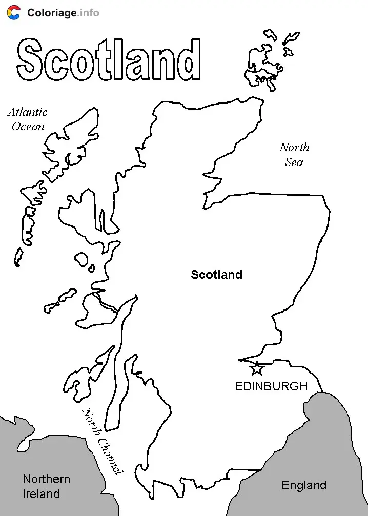 Coloriage Carte de l'Écosse - Écosse à imprimer