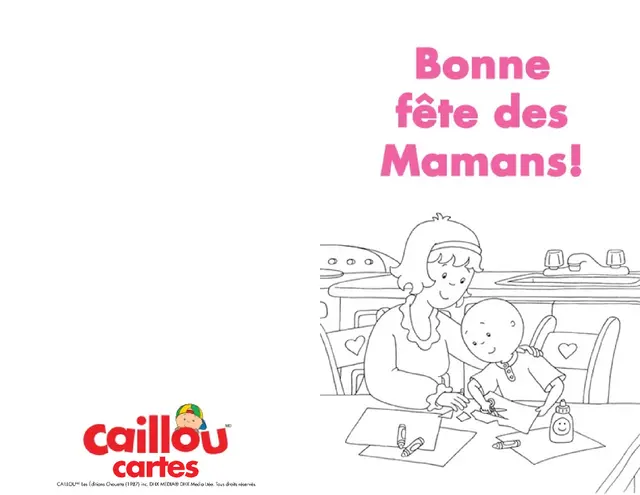 Coloriage Carte De Souhaits Bonne Fête Des Mères - Caillou à imprimer