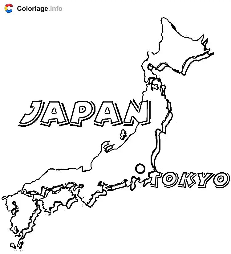 Coloriage Carte du Japon - Japon à imprimer
