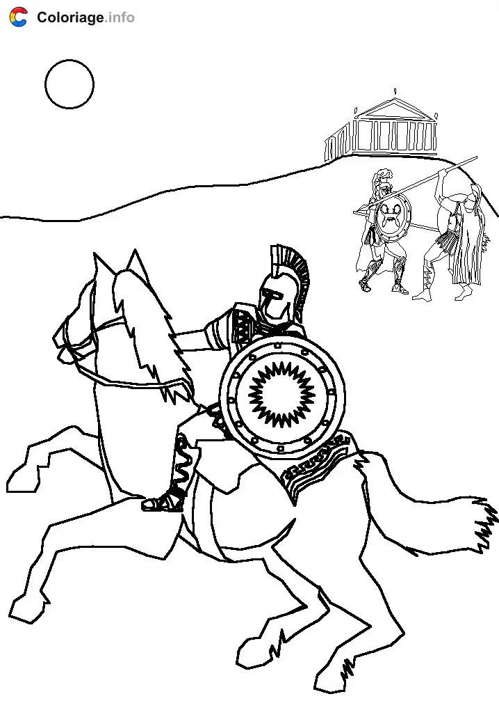 Coloriage Cavalier romain - Rome à imprimer