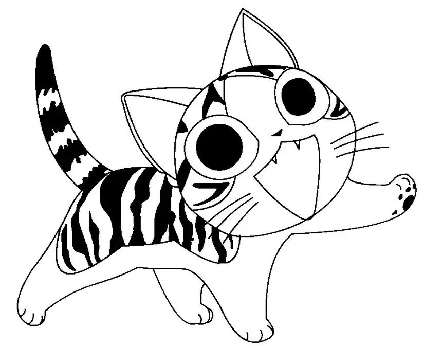 Coloriage Chat Chi Etonne - Chat à imprimer