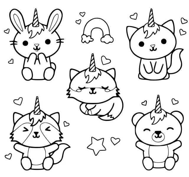 Coloriage Chat En Mo De Licorne Kawaii Chaton - Licorne kawaii à imprimer