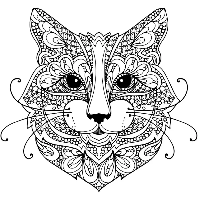 Coloriage Chat Mandala Zentangle Difficile - Chat à imprimer
