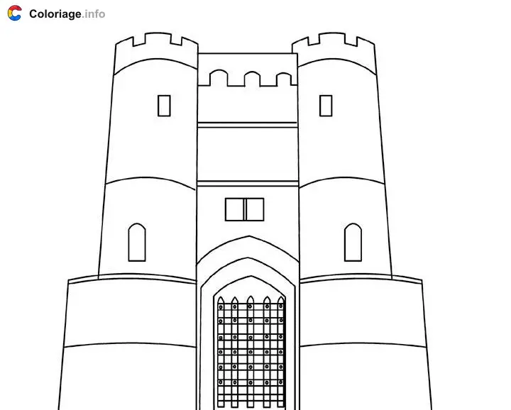 Coloriage Château avec pont-levis - Médiéval à imprimer