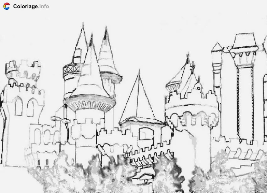 Coloriage Château de Mélusine - Monuments à imprimer